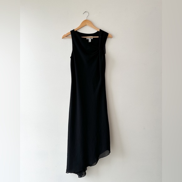 Vintage Lori Ann Montreal - Black Asymmetrical Dress - Shoulder Detail -Size 7-8 - Picture 1 of 9